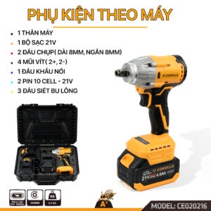 Thân máy siết vít dùng pin 21V, lực siết 230Nm
